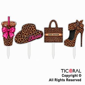 KIT DECO TORTA ANIMAL PRINT (12 UNIDADES)